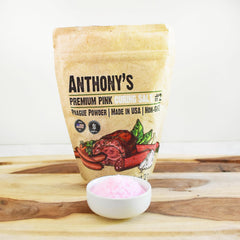 Anthony's Pink Curing Salt No.2 with dry-cured salami slices.