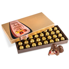 Anthony Thomas Cherry Cordials box with 32 milk chocolate covered cherries ready for gifting