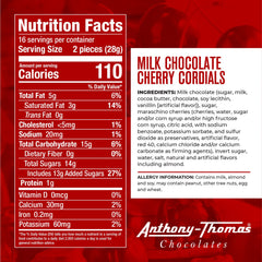 Close-up of Anthony Thomas milk chocolate cherries showing glossy coating