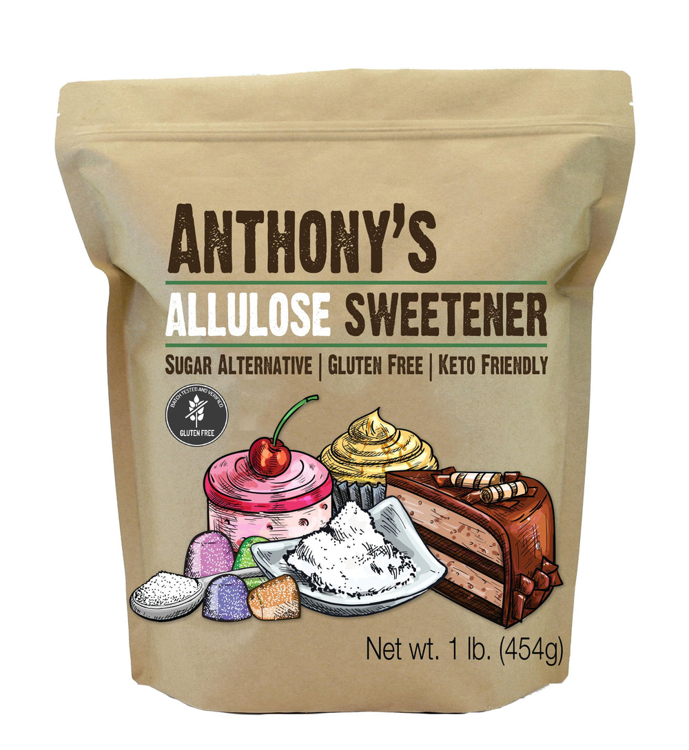 Anthony's Allulose Sweetener 1lb front label view, gluten-free status.