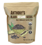 Anthony's Organic Black Sesame Seeds bag highlighting a gluten-free vegan pantry staple.