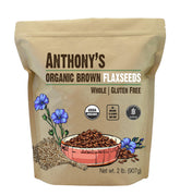 Anthony's Organic Brown Flaxseed in a 2 lb bag, ideal for baking and smoothies.