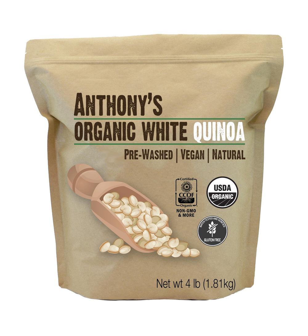 Anthony's Organic White Quinoa bulk bag ready for easy pantry cooking.