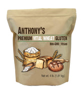 Anthony's Vital Wheat Gluten 4 lb bag enhances dough structure for baking.