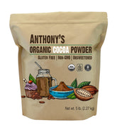 Anthony's Organic Cocoa Powder 5lb label, gluten-free baking option