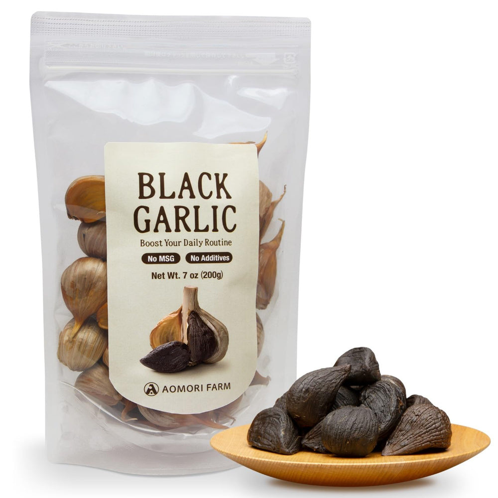 Aomori Farm Black Garlic 7oz whole bulbs ready to eat with a sweet, fruity finish.
