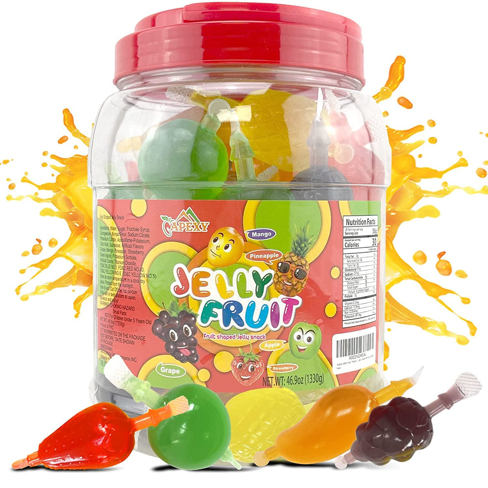 Apexy Jelly Fruit Candy in assorted flavors displayed for a colorful snack idea