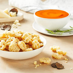 Aplenty Truffle Cheese Crisps close-up reveals oven-baked crunch for satisfying munching