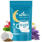 Aprika Life Sleep Tea packaging in a resealable pouch highlighting freshness