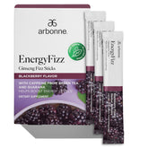 Arbonne Ginseng Energy Sticks fizz in a glass for a refreshing focus boost.