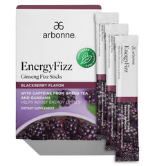 Arbonne Ginseng Energy Sticks fizz in a glass for a refreshing focus boost.