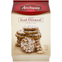 Archway Iced Oatmeal Cookies with vanilla icing drizzle, shareable treat.