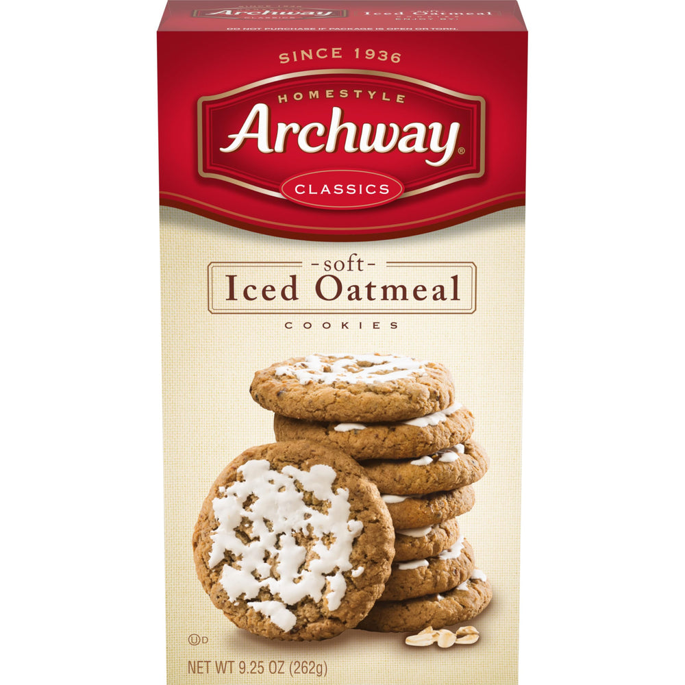 Archway Soft Iced Oatmeal Cookies on a plate, inviting family to share.