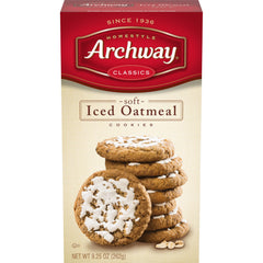 Archway Soft Iced Oatmeal Cookies on a plate, inviting family to share.