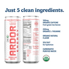 ARDOR Energy can being poured to show refreshing sparkle and flavor