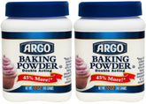 Argo Baking Powder 12 oz two-pack ensures stable supply for home bakers.