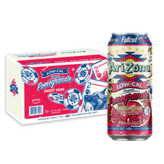 Arizona AriZona Fallout low calorie can shows a bold pomegranate-green tea blend for a refreshing lift.
