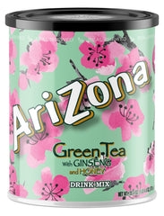 AriZona Green Tea canister with resealable lid for easy pantry storage.