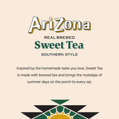 Pouring AriZona Southern Style Sweet Tea into a glass with aroma.
