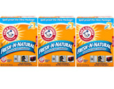 Arm & Hammer baking soda odor eliminator in closet absorbs odors for a fresher space