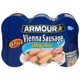 Armour Star Original Vienna sausage can front view, ready-to-eat convenience.