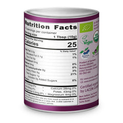 Aronia Original bottle close-up with 10:1 fruit-to-powder ratio.