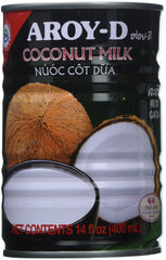 Aroy-D coconut milk can in a six-pack, ideal for quick curry prep