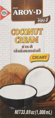 Aroy-D coconut cream cartons in a three-pack, ideal for cooking and vegan desserts.