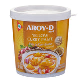 Aroy-D yellow curry paste jar ready for authentic Thai cooking at home.