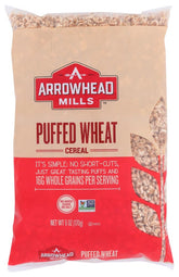 Arrowhead Mills Puffed Wheat Cereal two-pack on a shelf, ready to grab for mornings.