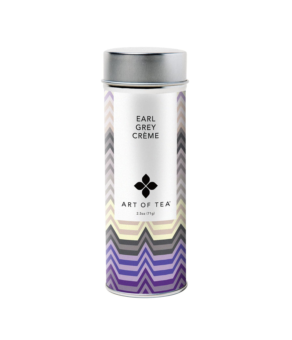 Art of Tea Organic Earl Grey Creme tea tin reveals a refined aroma and premium leaves