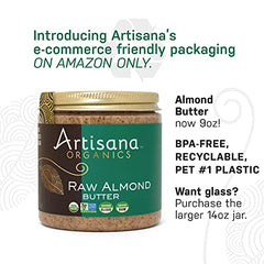 Artisana Almond Butter on toast illustrating a quick, protein-rich snack option.