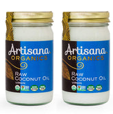 Artisana Organic Raw Virgin Coconut Oil bottle for versatile cooking and baking.
