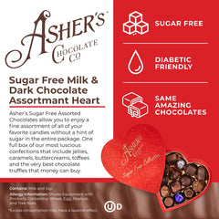 Asher's chocolates close-up, assorted bites include caramels, buttercreams, and truffles