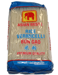 Asian Best Premium Rice Vermicelli Bun Gao 3-pack front view, ready for quick meals.