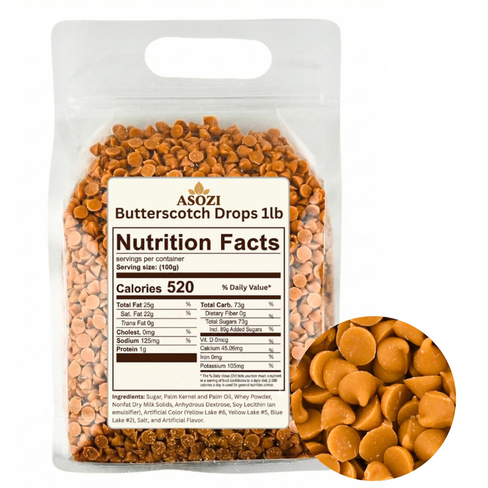 ASOZI butterscotch chips 1lb pack; creamy melt for rich baking