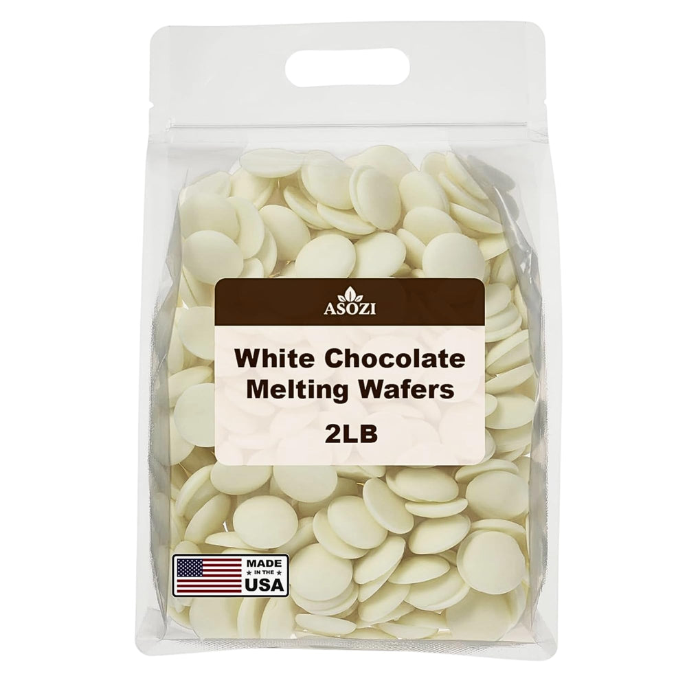 ASOZI white chocolate wafers in a 2lb bag for even melt and dessert prep