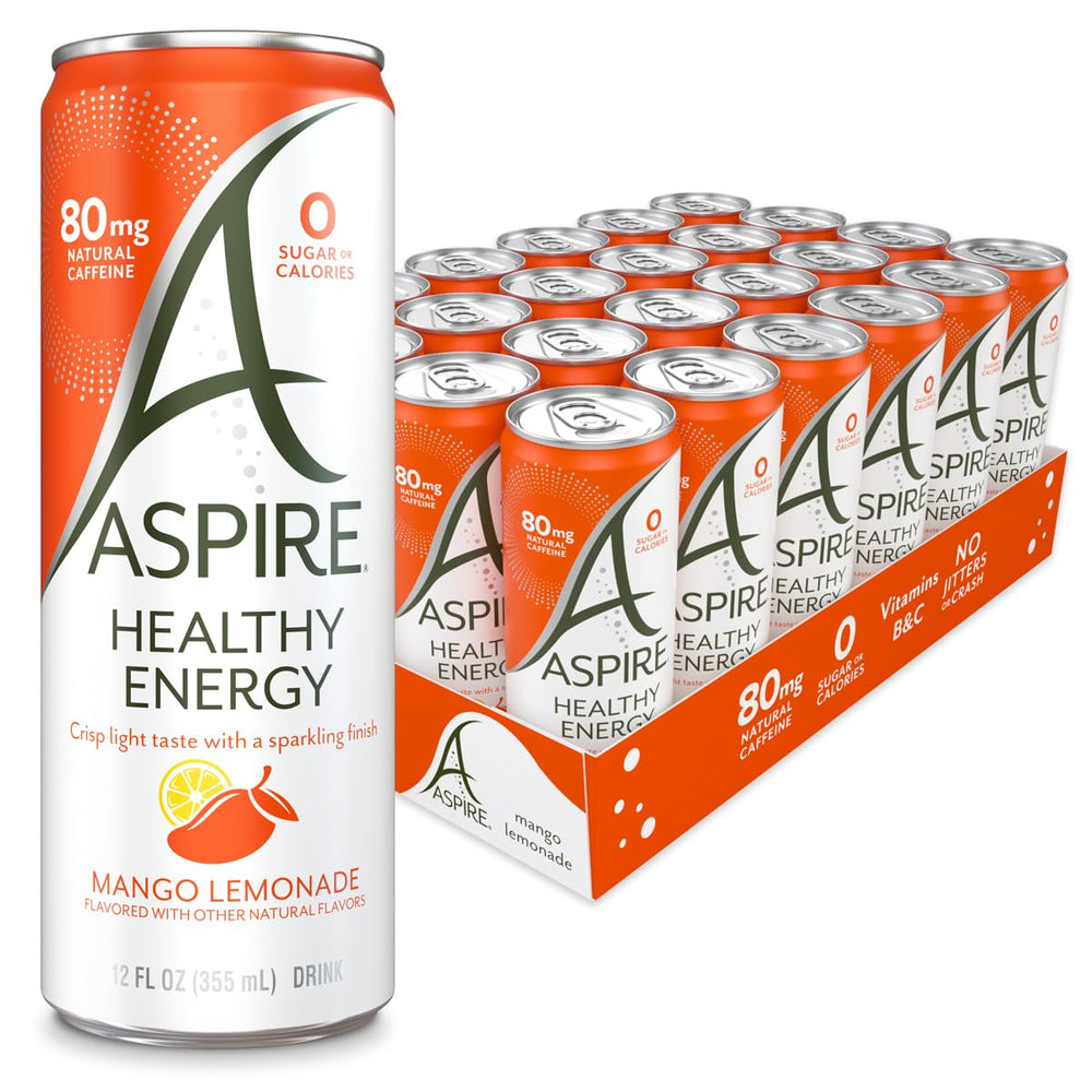 ASPIRE Mango Lemonade can front with zero sugar and energy boost