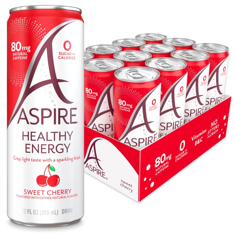 ASPIRE Sweet Cherry bottle with natural caffeine for steady daytime energy
