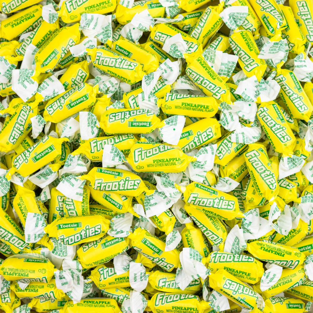 Assortit Pineapple Tootsie Roll Frooties bag with 85+ individually wrapped candies for parties.