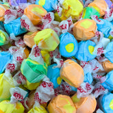 Assortit tropical taffy banana flavor, soft chew for on-the-go snacking.