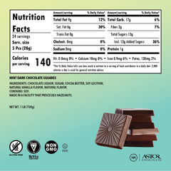 ASTOR mint-flavored dark chocolate square close-up with rich color and aroma.