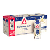 Atkins vanilla high-protein shake bottle for on-the-go nutrition with 15g protein per serving