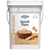 Augason Farms Quick Rolled Oats in a 4-gallon pail for long-term storage.