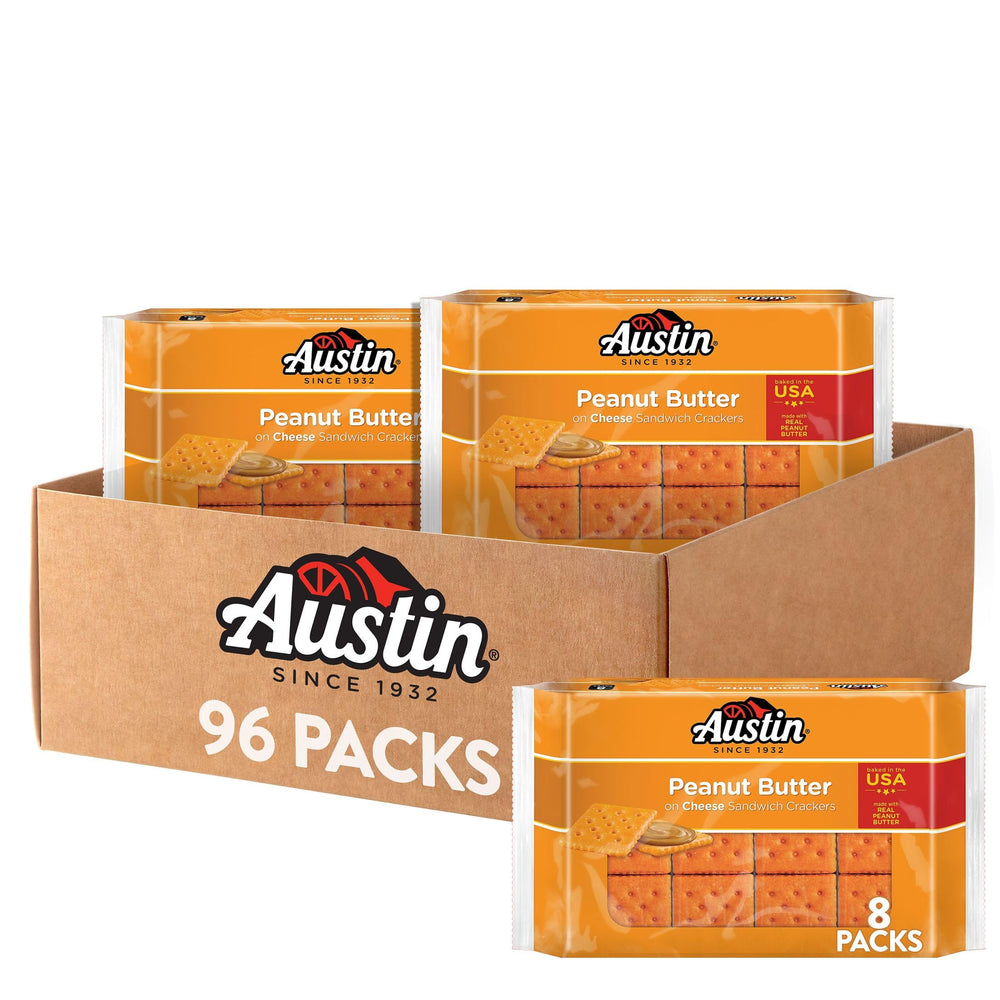 Austin Peanut Butter on Cheese crackers in a tray, convenient travel snack
