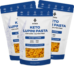 Aviate Keto Pasta Elbows with a low-carb profile and 3g net carbs per serving.
