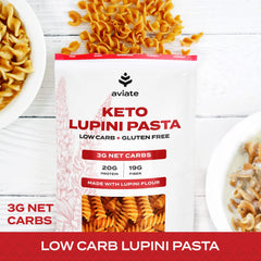 Aviate lupini flour ingredient lineup highlights gluten-free recipe potential.