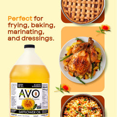 AVO safflower oil kitchen setup showcases versatility for frying and roasting