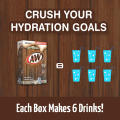 A&W Root Beer powder drink sticks dissolving in water.