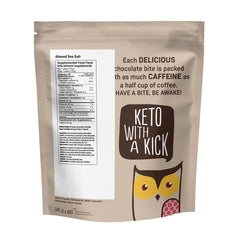 AWAKE Caffeinated Chocolate Bites almond sea salt-detail emphasizes flavor.